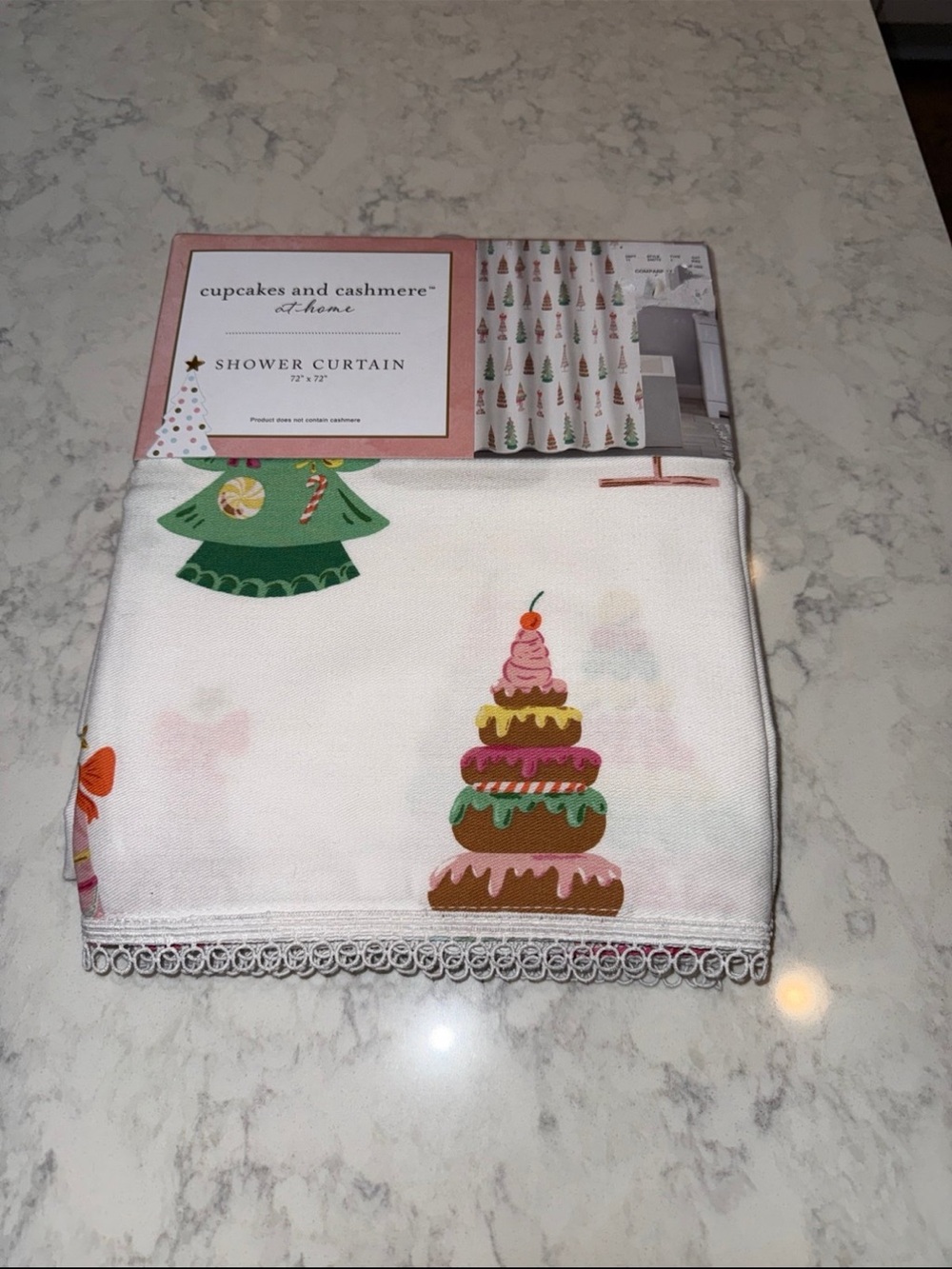 New Cupcakes and Cashmere Christmas Tree Shower Curtain